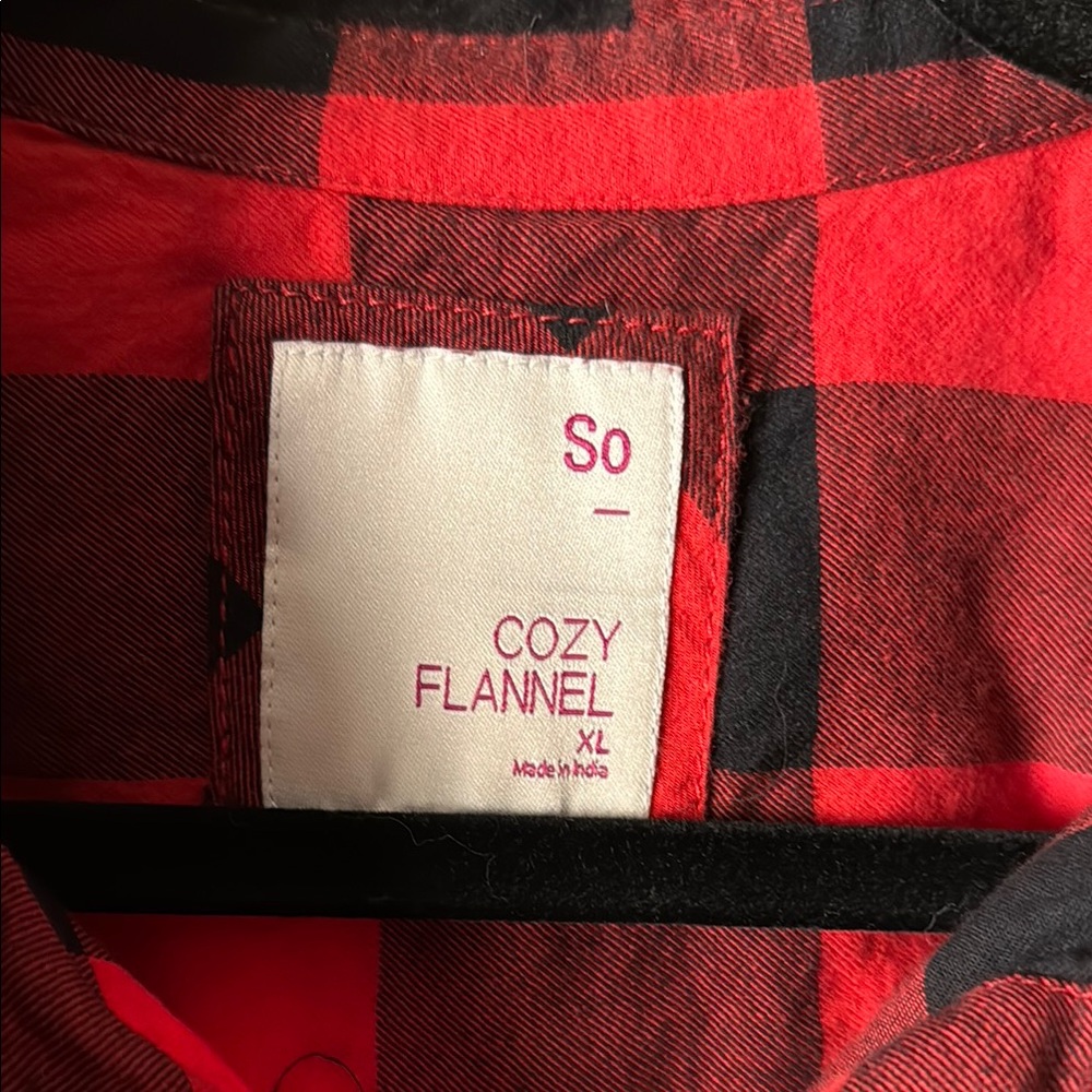 SO Cozy Flannel Red and Black Checkered Gingham Button Up Shirt - Picture 4 of 4